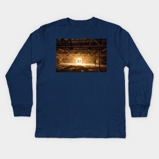 Steel Wool Spinning at an abandoned warehouse in Yarraville Kids Long Sleeve T-Shirt